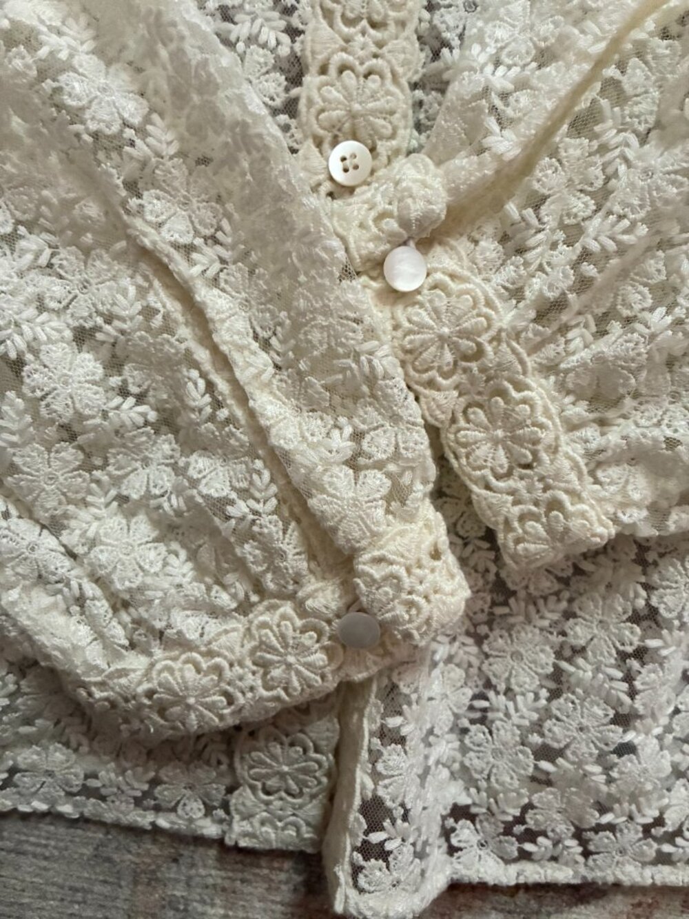 NWT Sezane Cathy Blouse Button Down Shirt Sheer Floral Ecru sz 40 or 8 US - Picture 7 of 7